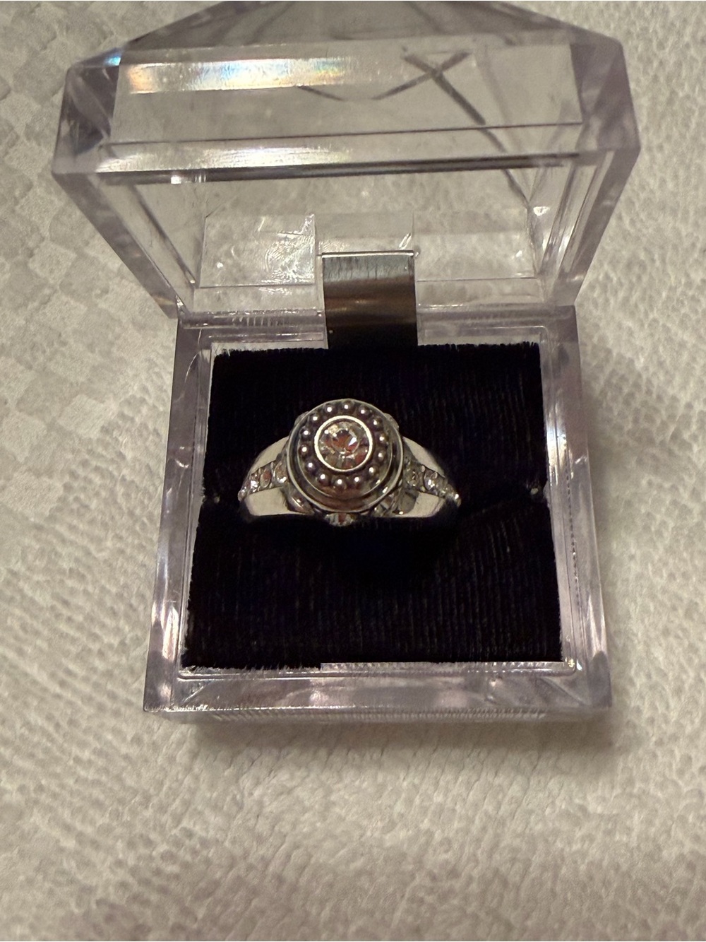 Brighton Silver-Tone Round Halo Ring with Clear Center Stone